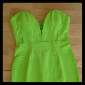 Bright Lime Plunge Cocktail Dress